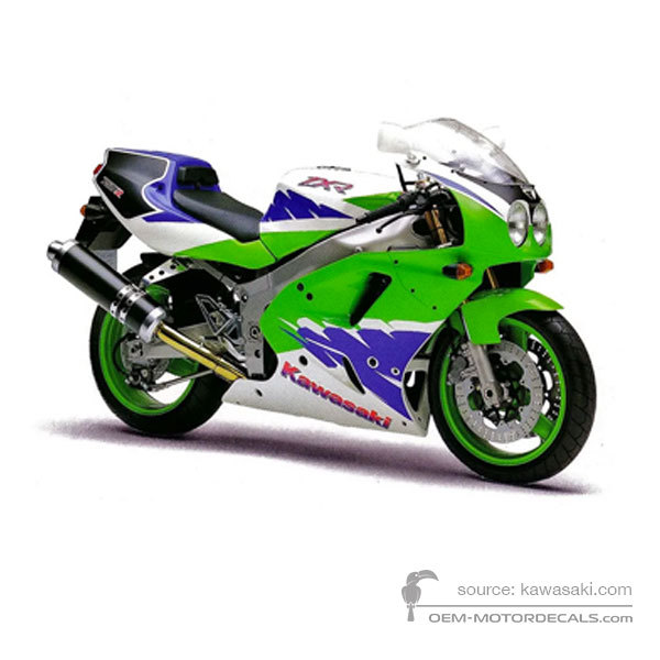 Stickers voor Kawasaki ZXR750R 1994 - Groen • Kawasaki OEM Stickers