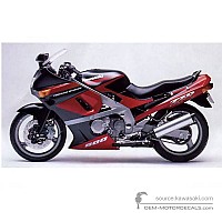 OEM Decals Kawasaki ZZR600 1992 - Red • Original Stickers