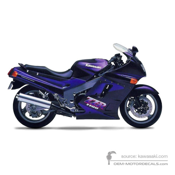 Decals for Kawasaki ZZR1100 1991 - Purple • Kawasaki OEM Decals