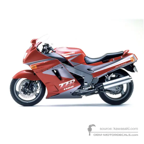 Kawasaki ZZR1100 1990 - Rosso - Metallic Canyon Silver / Luminous Rouge Vif