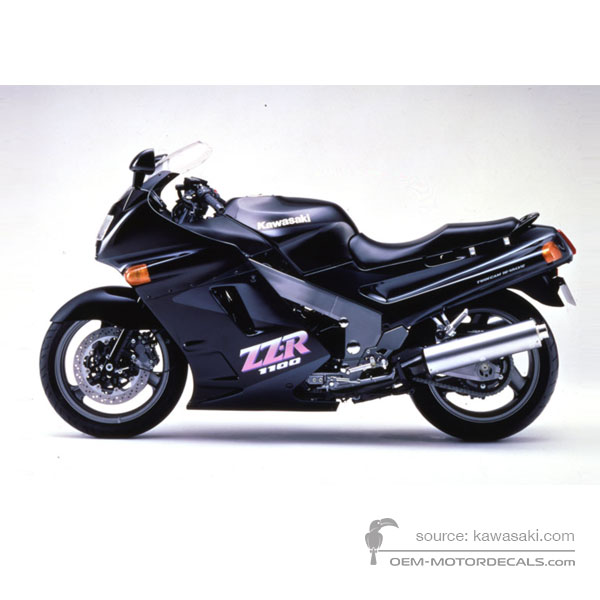 Stickers voor Kawasaki ZZR1100 1990 - Zwart • Kawasaki OEM Stickers