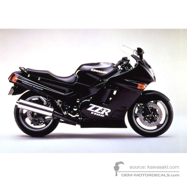 Stickers voor Kawasaki ZZR1100 1992 - Zwart • Kawasaki OEM Stickers