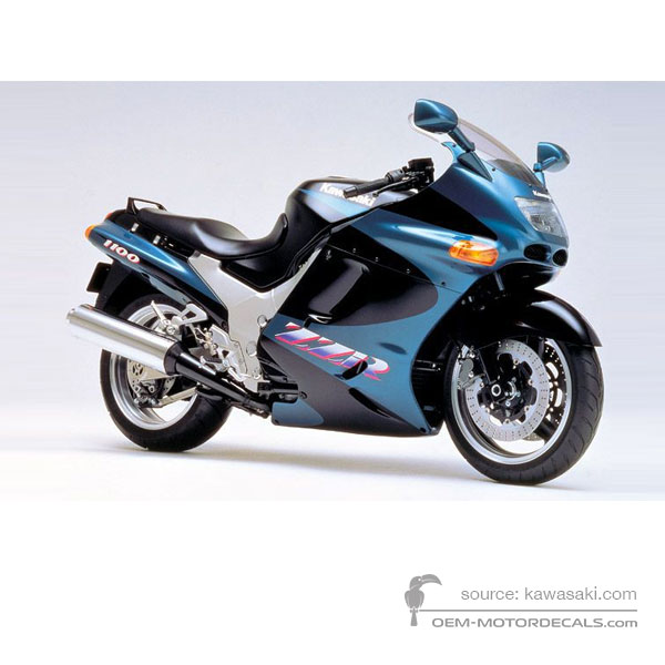 Decals for Kawasaki ZZR1100 1993 - Green • Kawasaki OEM Decals