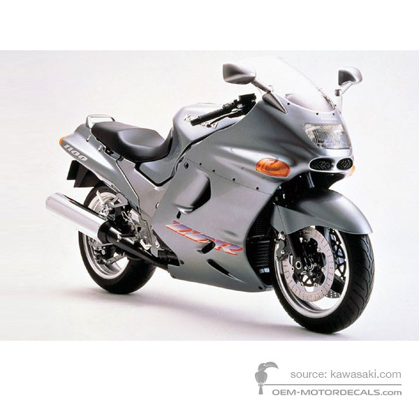 Stickers voor Kawasaki ZZR1100 1997 - Grijs • Kawasaki OEM Stickers