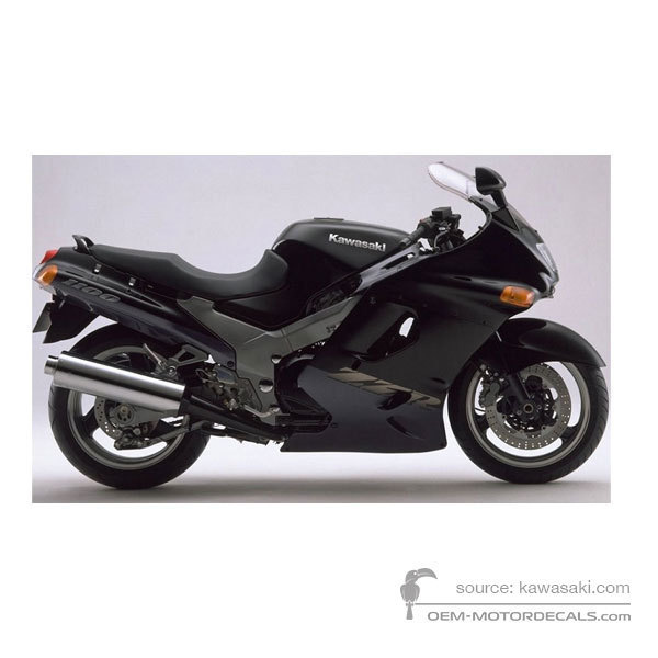 Pegatinas para Kawasaki ZZR1100 1998 - Negro • Kawasaki Pegatinas OEM