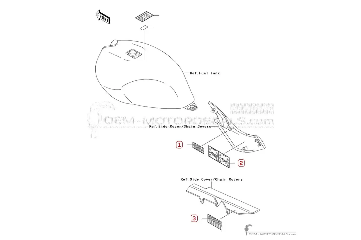 Étiquettes d'avertissement pour ER-5 | ER500 2000 • Kawasaki Autocollants OEM