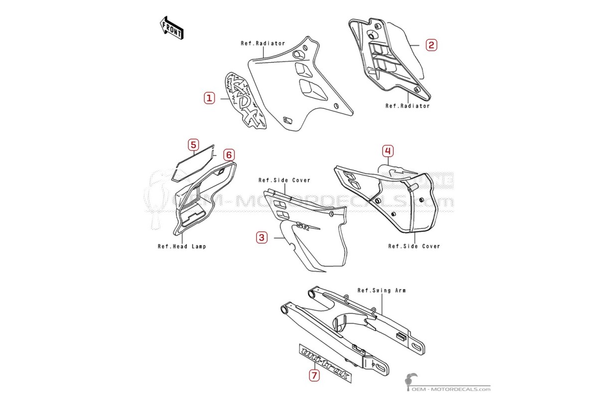 Adesivi per Kawasaki KDX125 1990 • Kawasaki Adesivi OEM