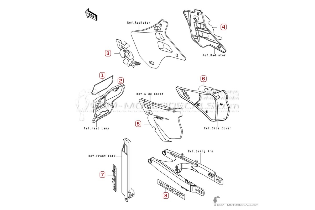 Adesivi per Kawasaki KDX125 1991 • Kawasaki Adesivi OEM