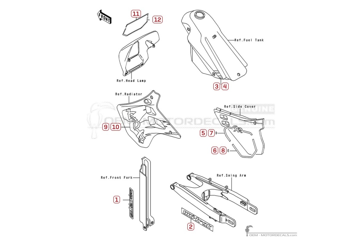 Naklejki do Kawasaki KDX125 1992 • Kawasaki Naklejki OEM
