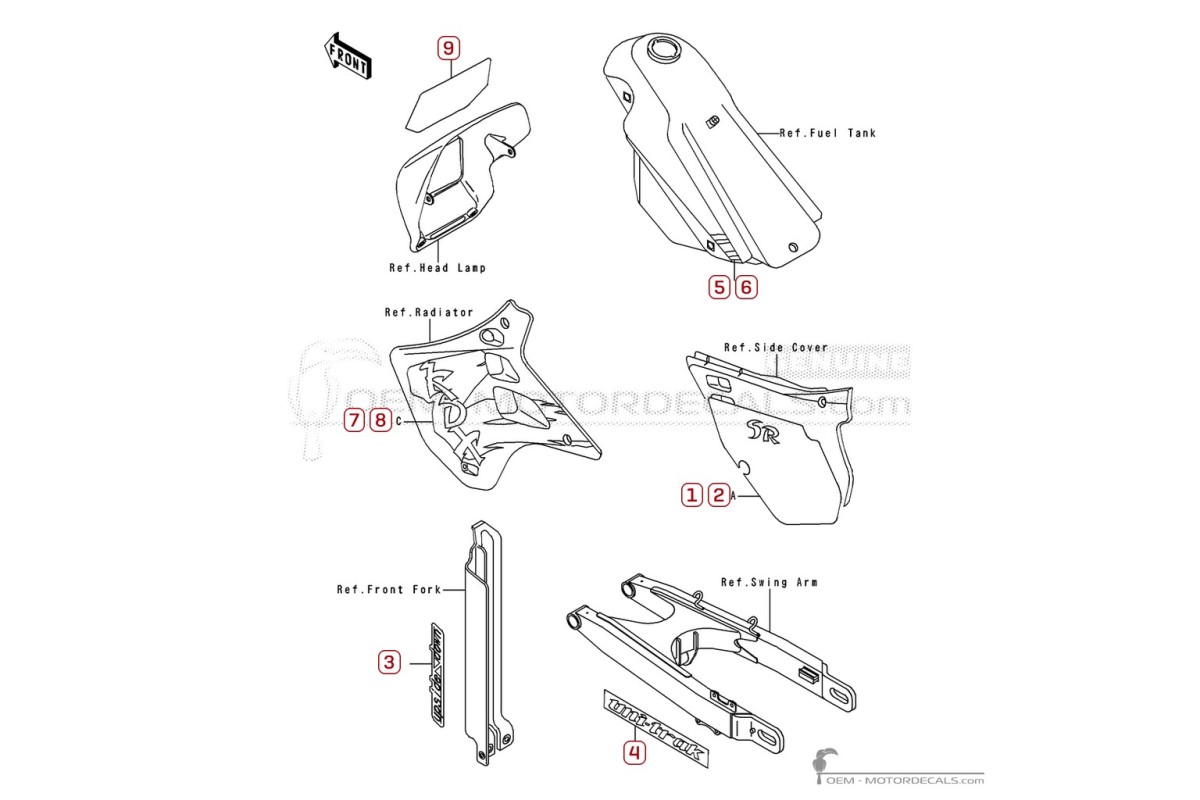 Naklejki do Kawasaki KDX125 1993 • Kawasaki Naklejki OEM