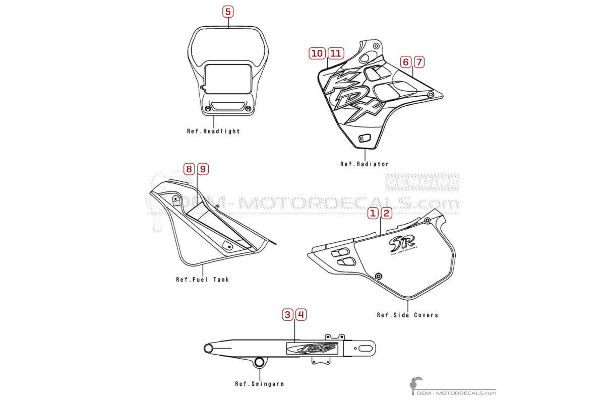 Adesivi per Kawasaki KDX125 1999 • Kawasaki Adesivi OEM