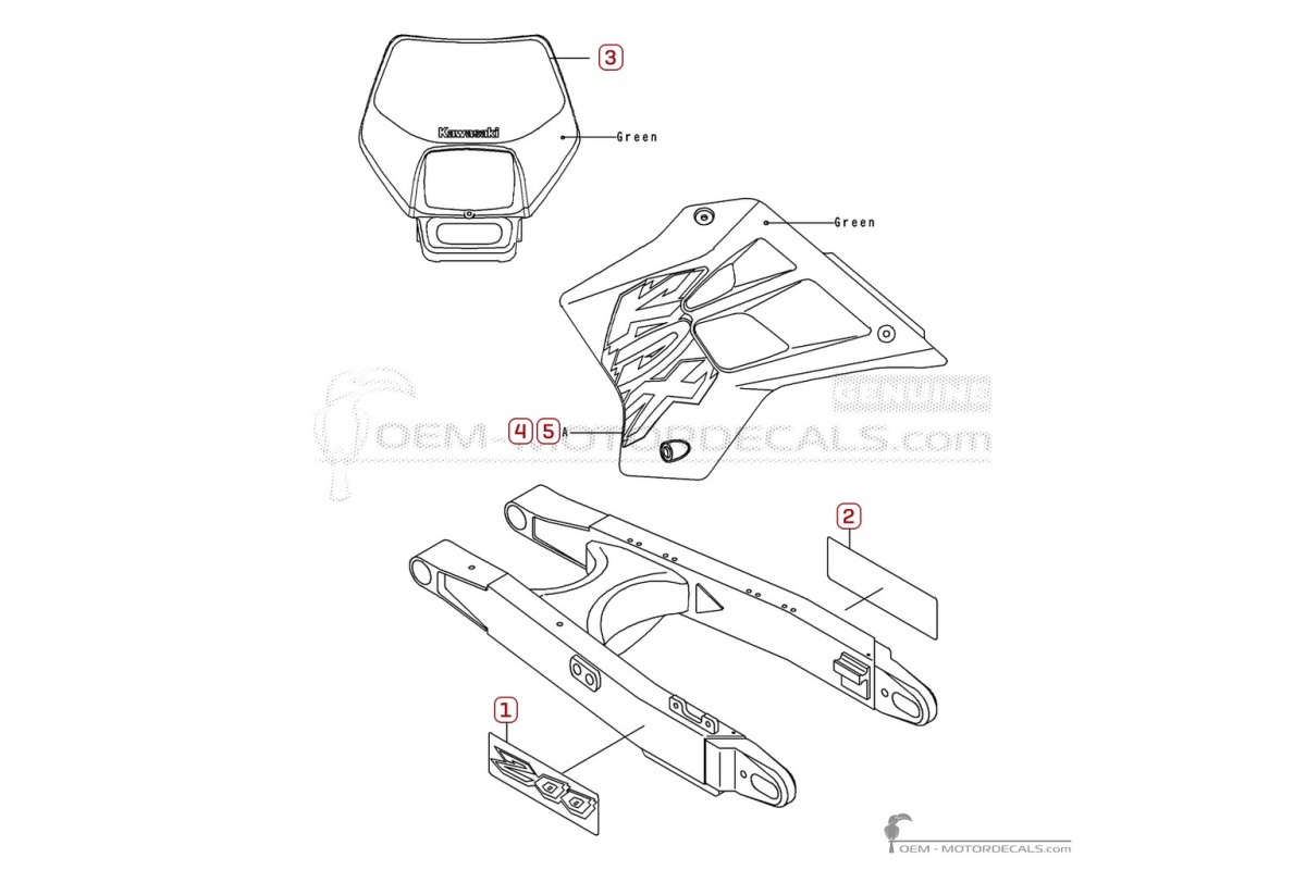 Stickers voor Kawasaki KDX200 1998 • Kawasaki OEM Stickers