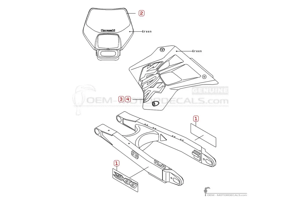 Decals for Kawasaki KDX200 1998 • Kawasaki OEM Decals