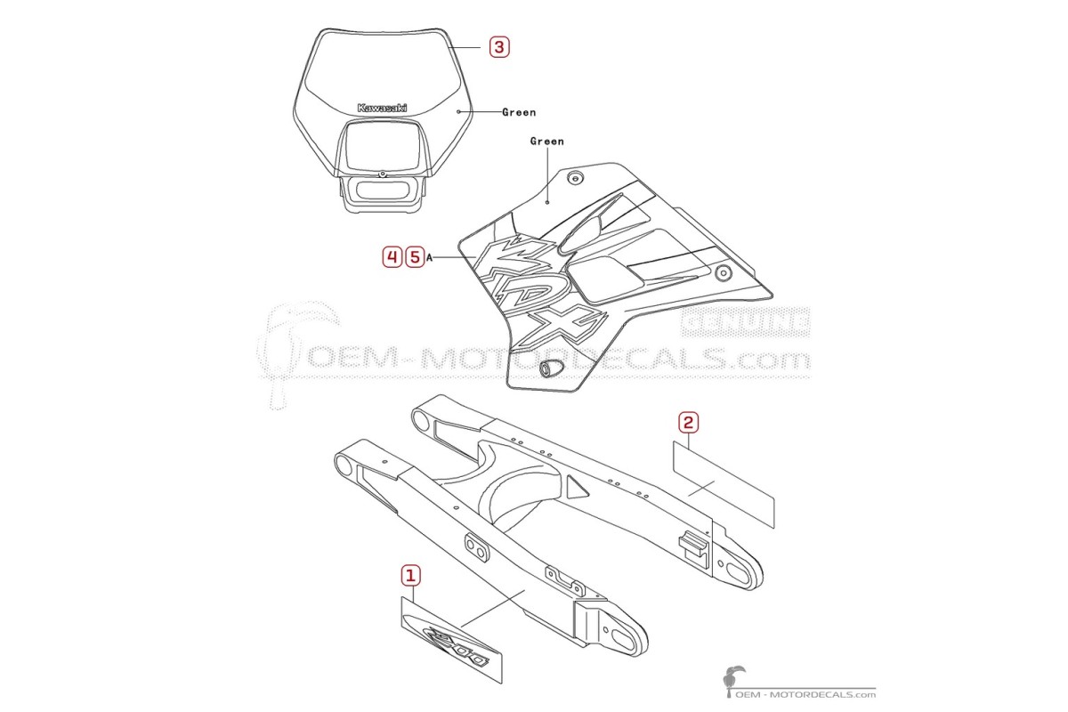 Stickers voor Kawasaki KDX200 2000 • Kawasaki OEM Stickers