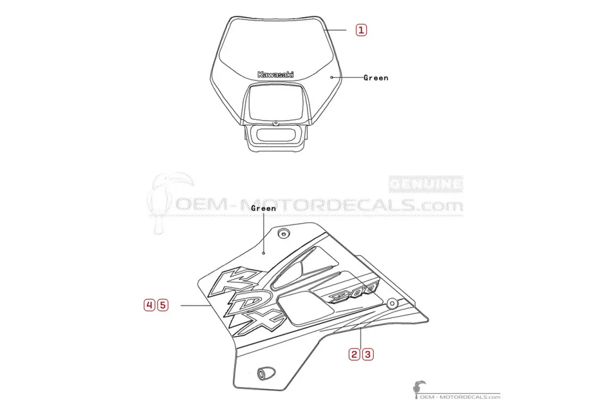 Decals for Kawasaki KDX200 2002 • Kawasaki OEM Decals