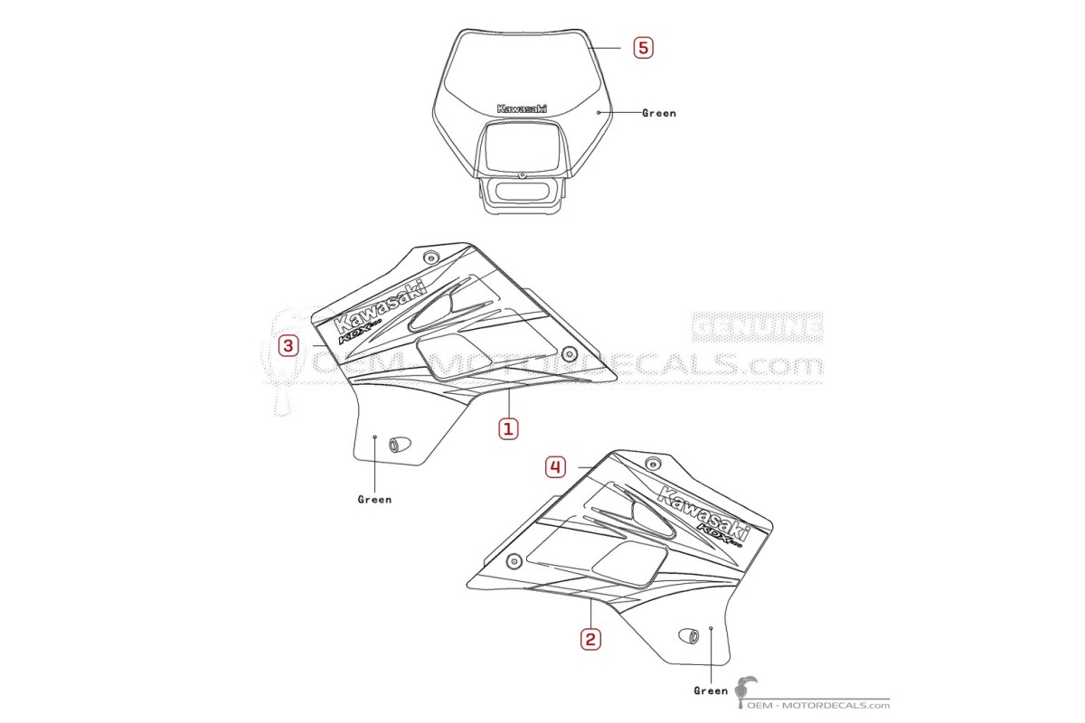 Stickers voor Kawasaki KDX200 2004 • Kawasaki OEM Stickers