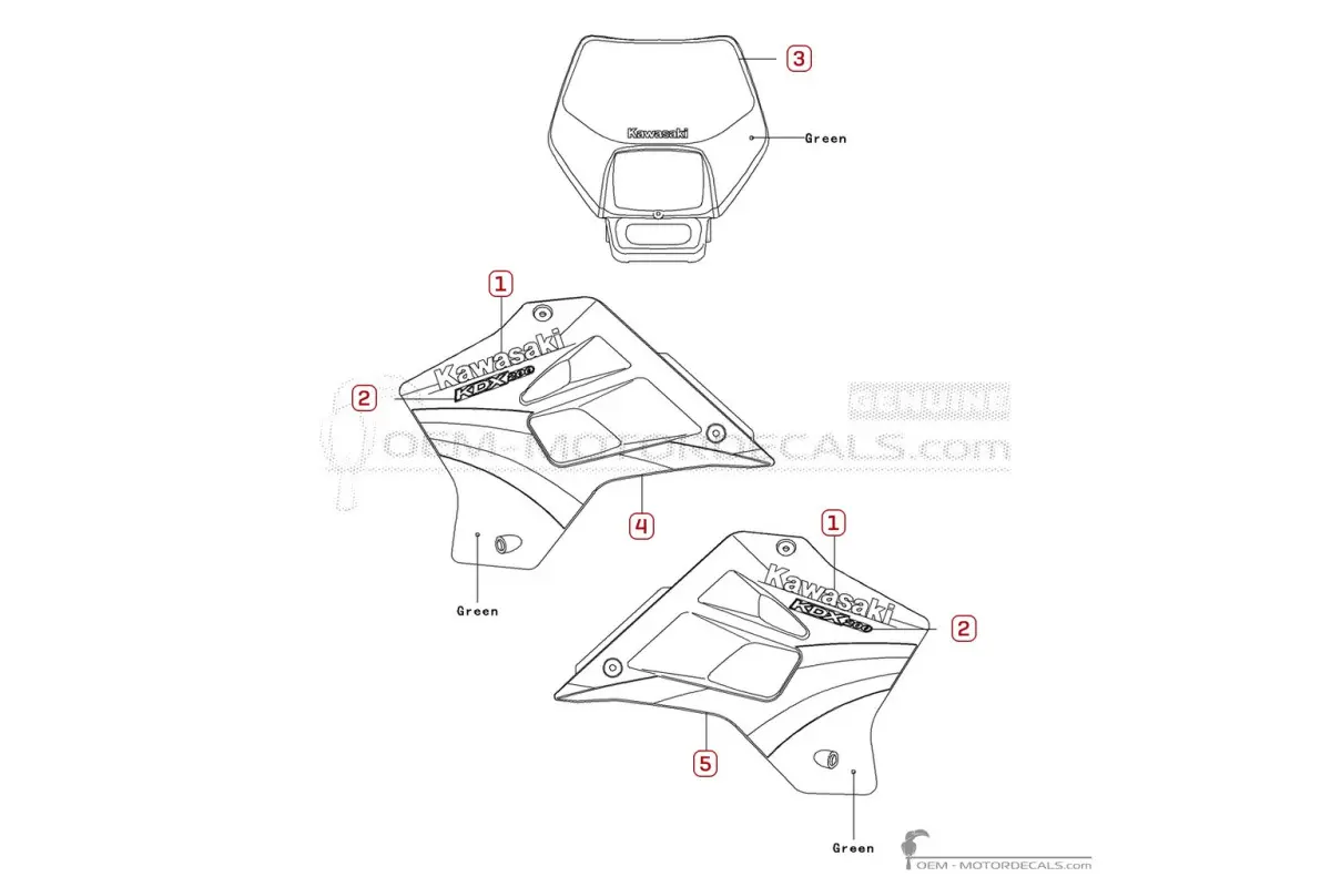 Decals for Kawasaki KDX200 2005 • Kawasaki OEM Decals