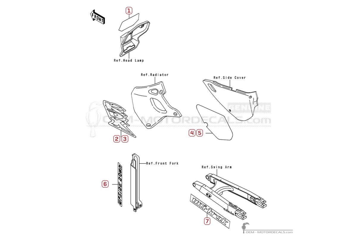 Adesivi per Kawasaki KDX250 1991 • Kawasaki Adesivi OEM