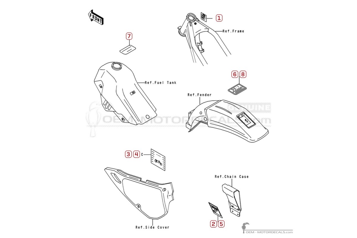Stickers voor Waarschuwingslabels • Kawasaki OEM Stickers