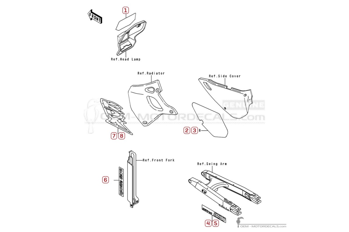 Naklejki do Kawasaki KDX250 1992 • Kawasaki Naklejki OEM