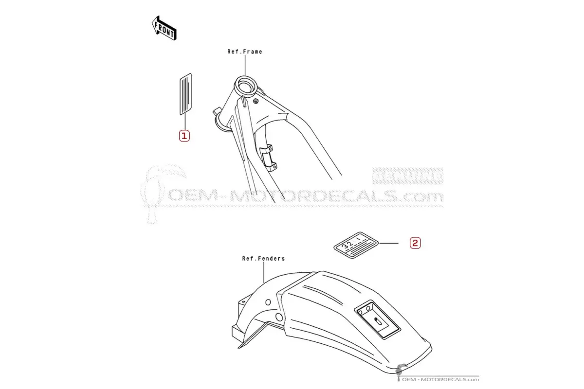 Caution labels for KDX250 1993 • Kawasaki OEM Decals