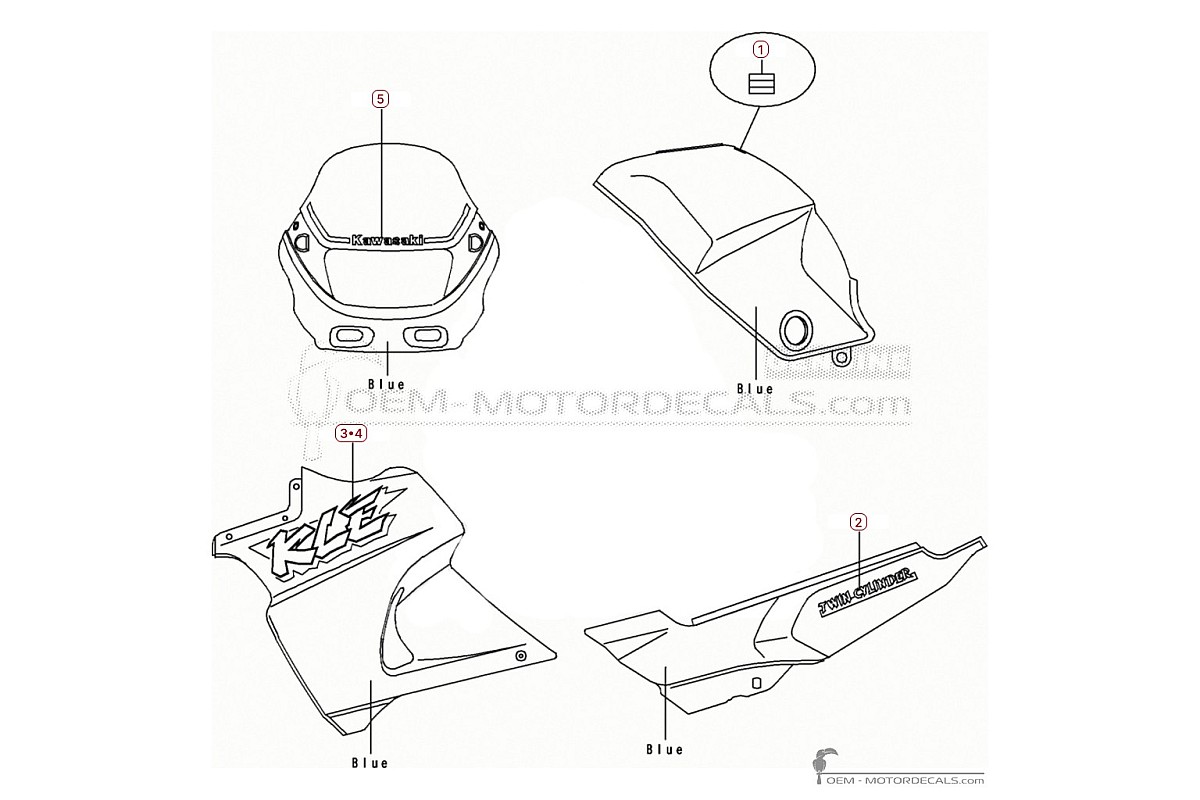 Pegatinas para Kawasaki KLE 500 1992 • Kawasaki Pegatinas OEM