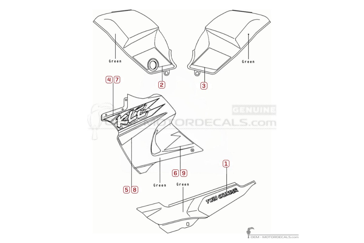 Autocollants pour Kawasaki KLE 500 1994 • Kawasaki Autocollants OEM
