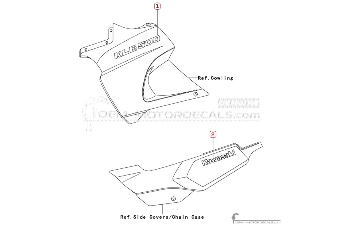 Autocollants pour Kawasaki KLE 500 2002 • Kawasaki Autocollants OEM