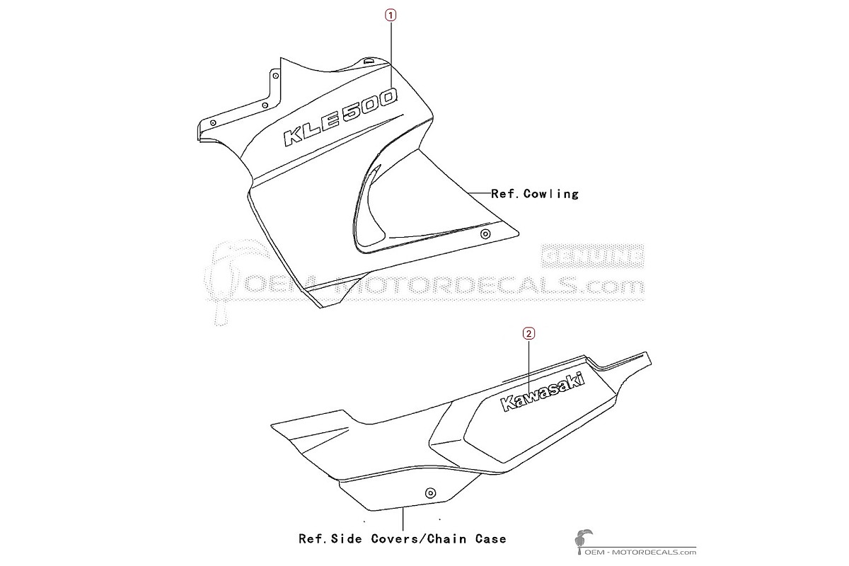 Autocollants pour Kawasaki KLE 500 2002 • Kawasaki Autocollants OEM
