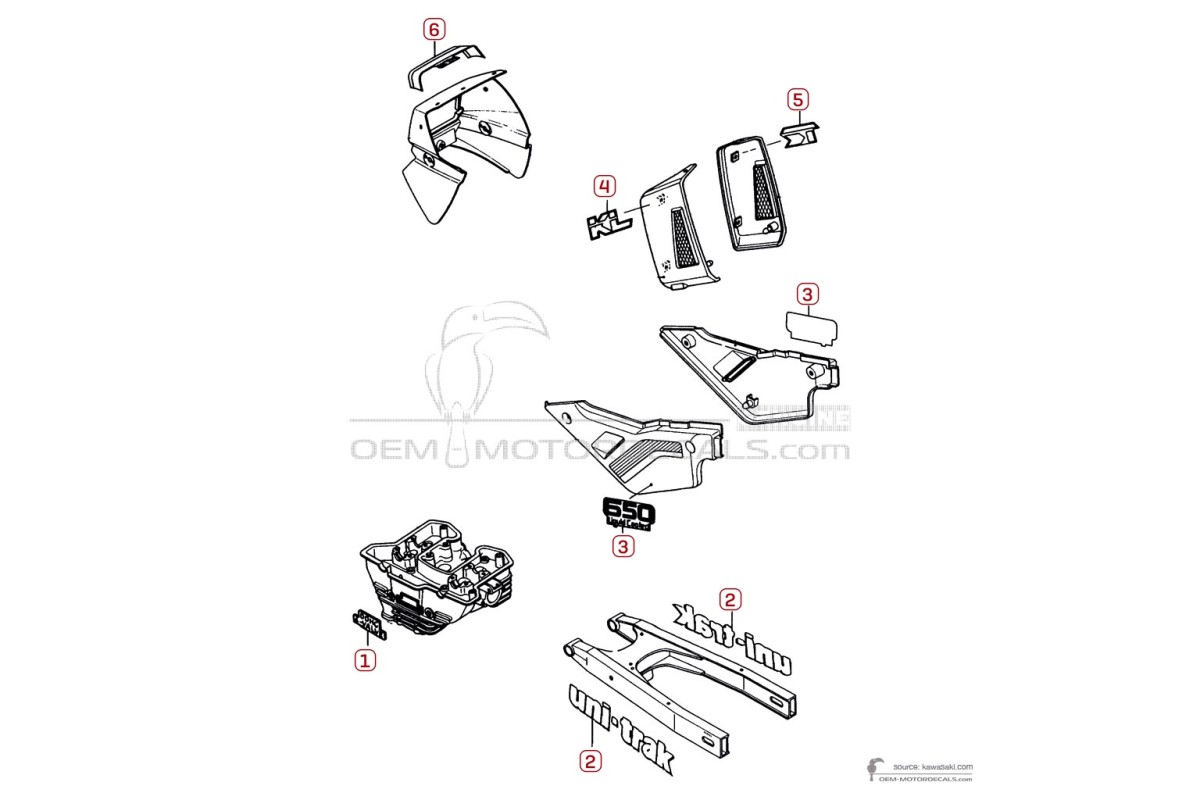 Adesivi per Kawasaki KLR650 1987 - Bianco • Kawasaki Adesivi OEM