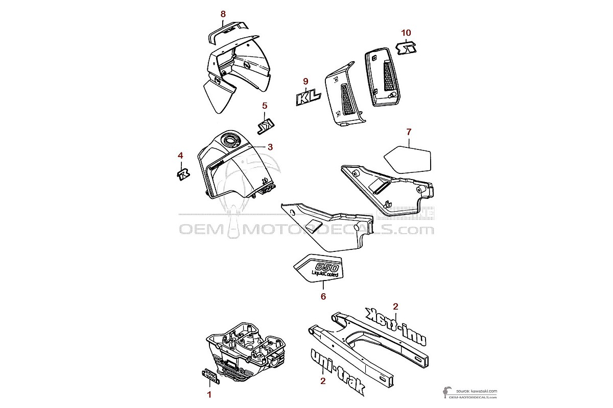 Decals for Kawasaki KLR650 1988 - Blue • Kawasaki OEM Decals