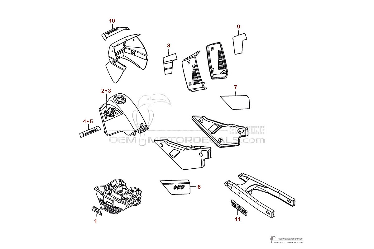 Pegatinas para Kawasaki KLR650 1991 - Azul Blanco • Kawasaki Pegatinas OEM