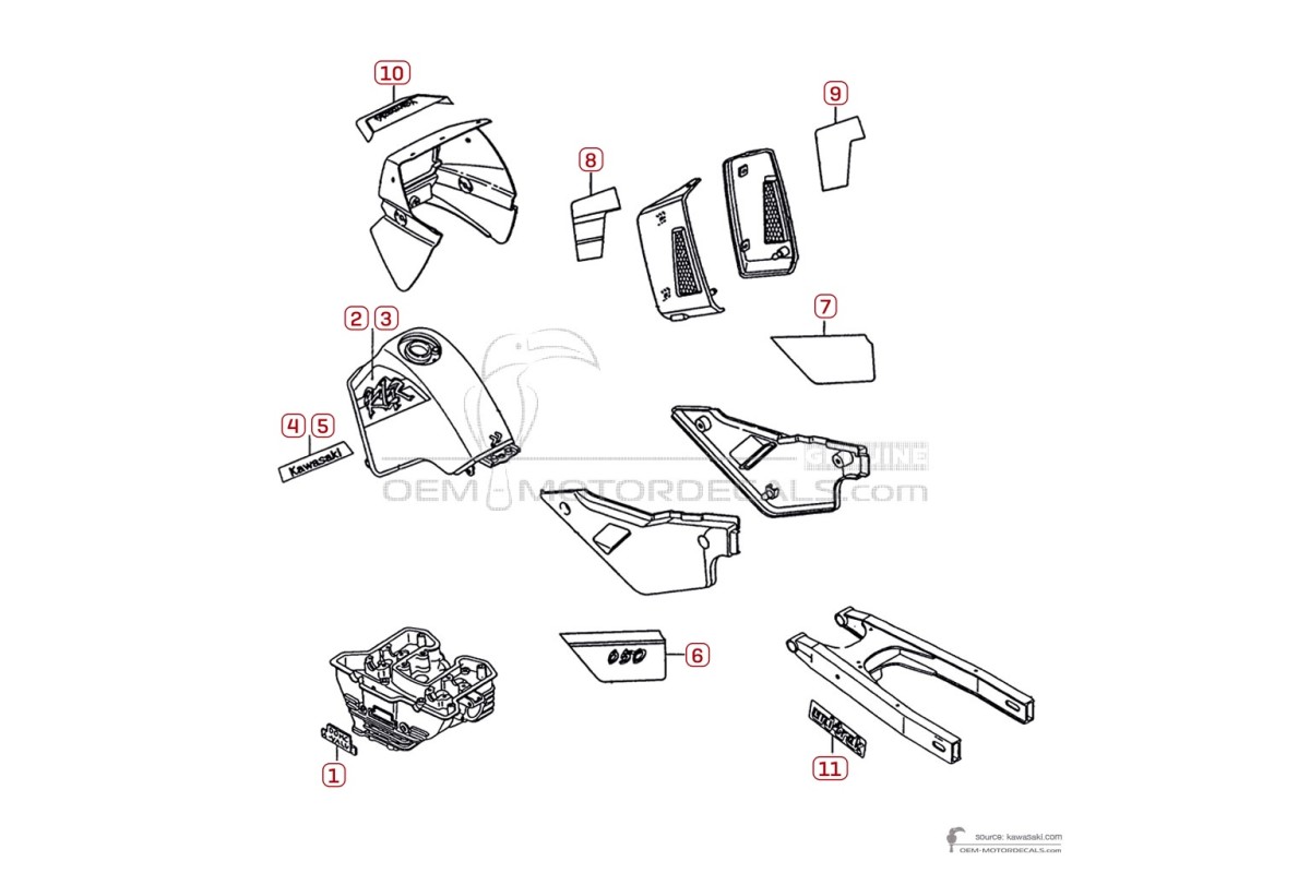 Autocollants pour Kawasaki KLR650 1993 - Bleu • Kawasaki Autocollants OEM