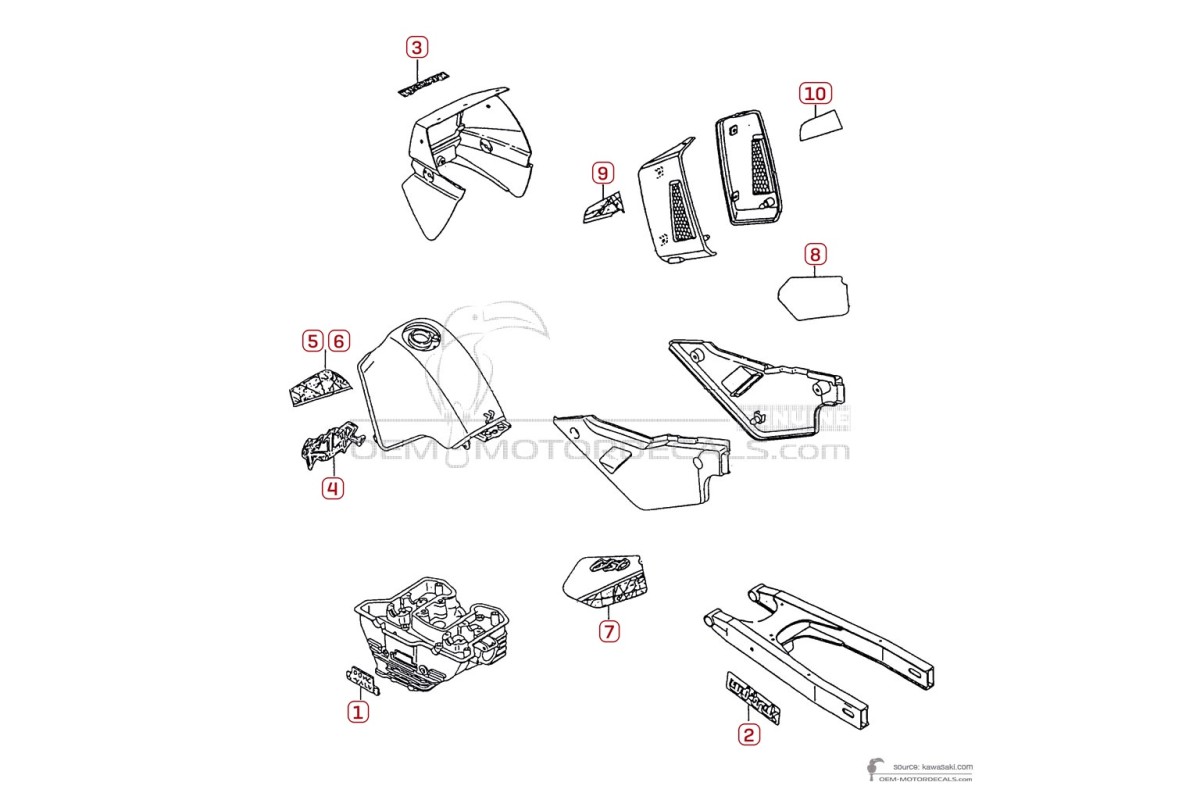 Stickers voor Kawasaki KLR650 1994 - Groen • Kawasaki OEM Stickers