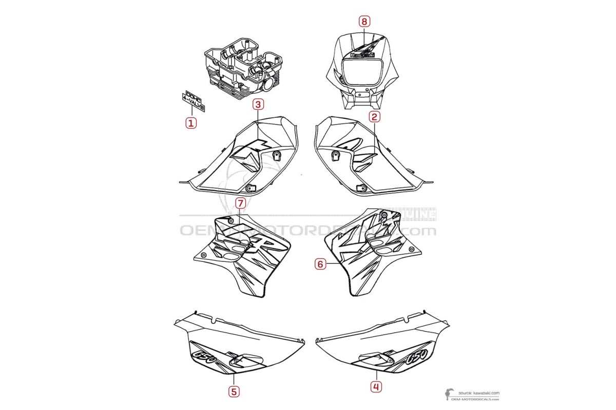 Pegatinas para Kawasaki KLR650 1995 - Verde • Kawasaki Pegatinas OEM