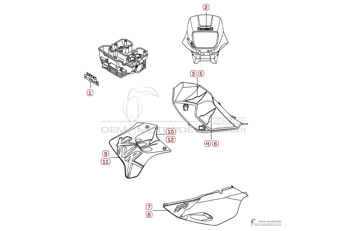 Stickers voor Kawasaki KLR650 1997 - Groen • Kawasaki OEM Stickers