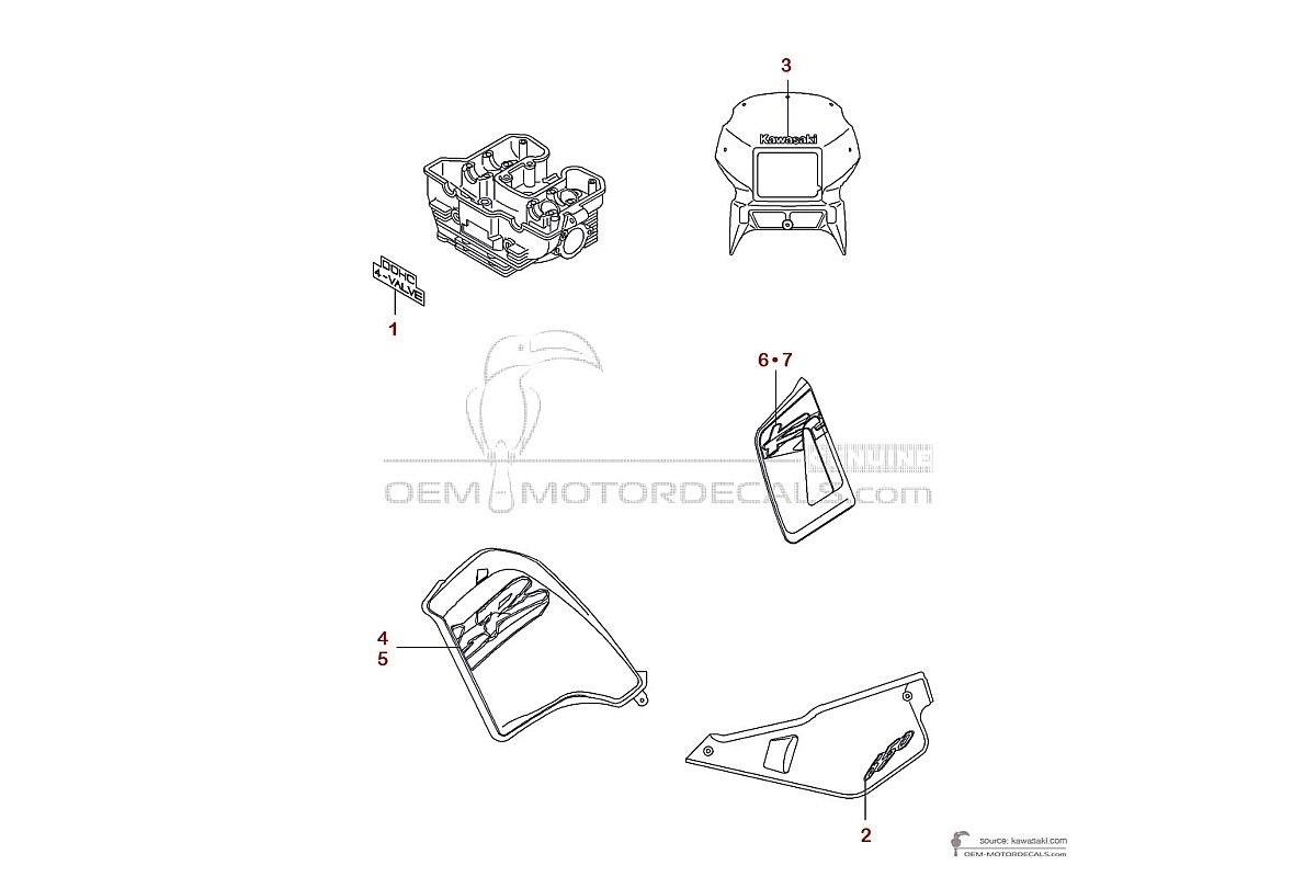 Stickers voor Kawasaki KLR650 1998 - Groen • Kawasaki OEM Stickers