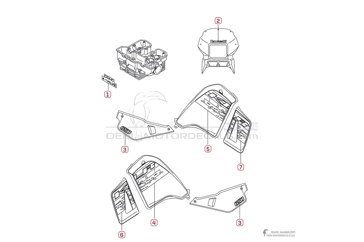 Stickers voor Kawasaki KLR650 1999 - Groen • Kawasaki OEM Stickers