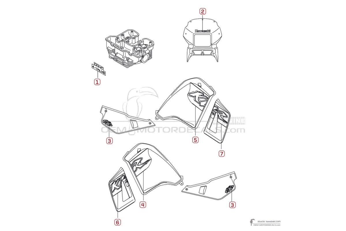 Stickers voor Kawasaki KLR650 2000 - Groen • Kawasaki OEM Stickers