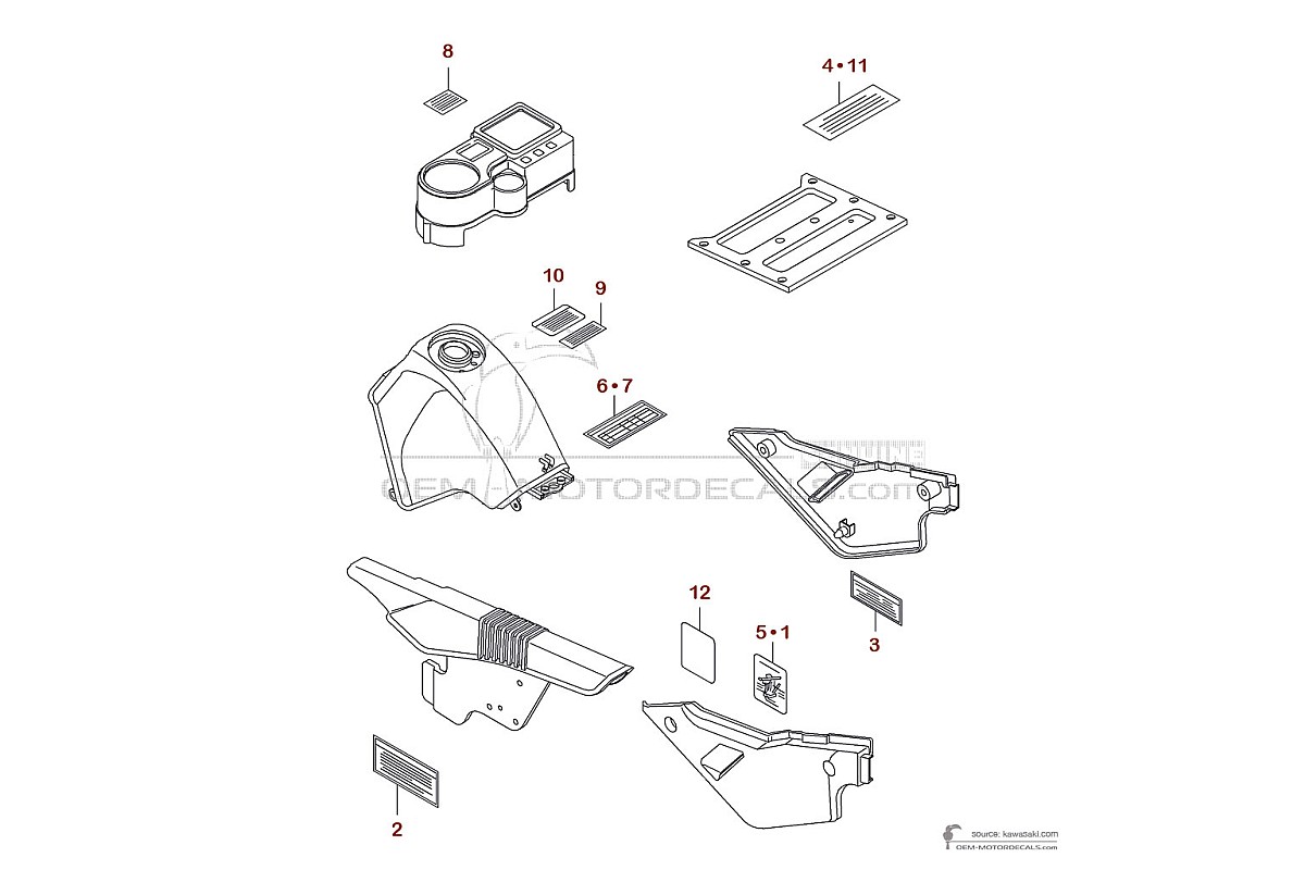 Stickers voor Kawasaki KLR650 2001 - Voorzichtigheid labels • Kawasaki OEM Stickers