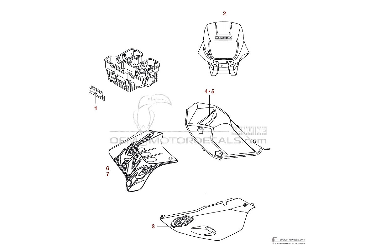 Stickers voor Kawasaki KLR650 2002 - Zilver • Kawasaki OEM Stickers