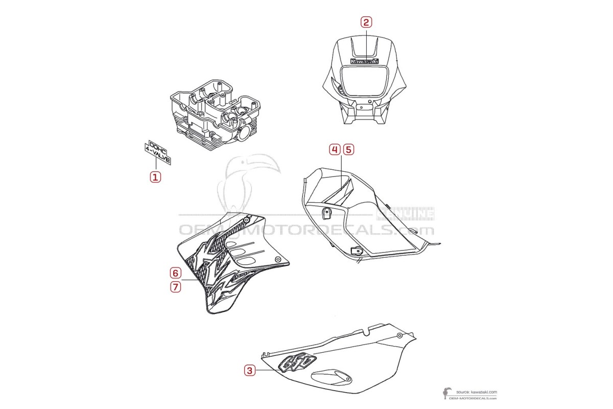 Aufkleber für Kawasaki KLR650 2002 - Silber • Kawasaki OEM-Aufkleber