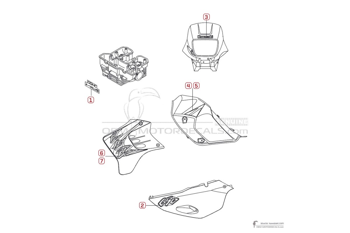 Stickers voor Kawasaki KLR650 2003 - Zilver • Kawasaki OEM Stickers