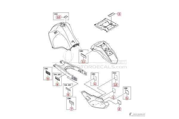 Kawasaki KLR650 2006 - Caution labels
