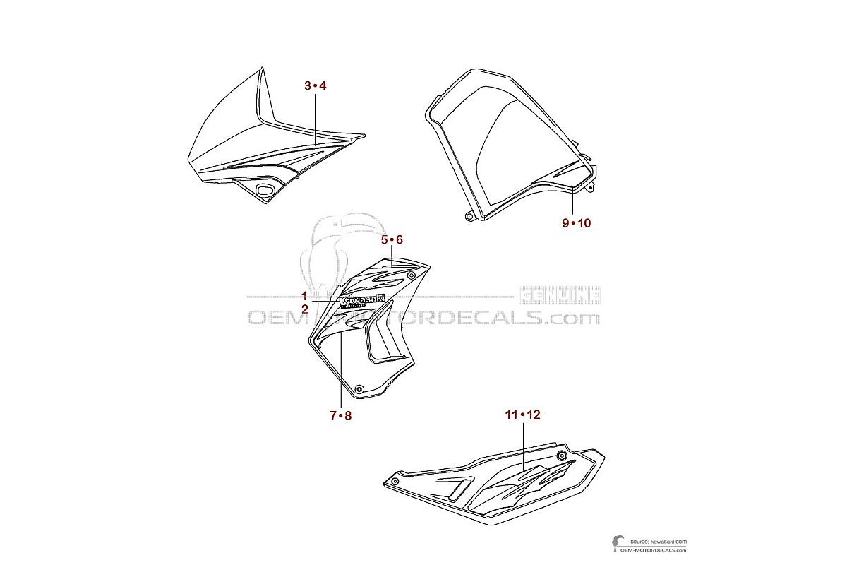 Decals for Kawasaki KLR650 2008 - Blue • Kawasaki OEM Decals
