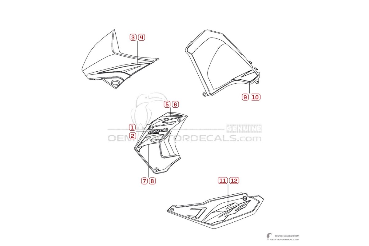 Stickers voor Kawasaki KLR650 2008 - Blauw • Kawasaki OEM Stickers