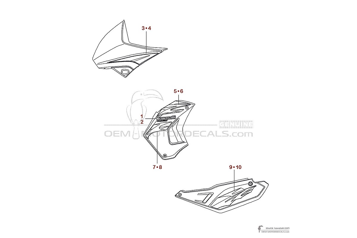 Decals for Kawasaki KLR650 2008 - Green • Kawasaki OEM Decals