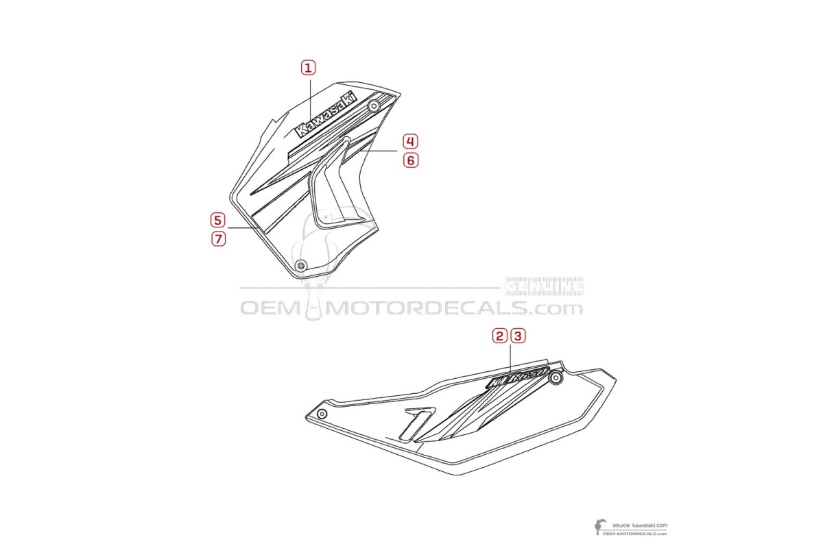 Stickers voor Kawasaki KLR650 2012 - Rood • Kawasaki OEM Stickers