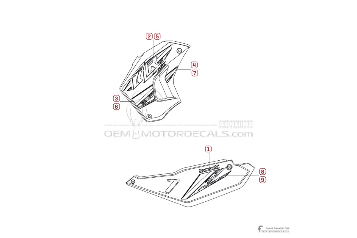 Stickers voor Kawasaki KLR650 2013 - Ebony • Kawasaki OEM Stickers