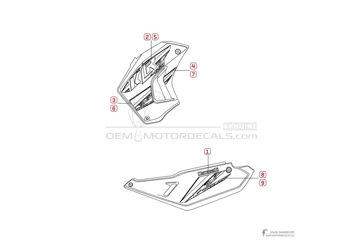 Stickers voor Kawasaki KLR650 2014 - Wit • Kawasaki OEM Stickers